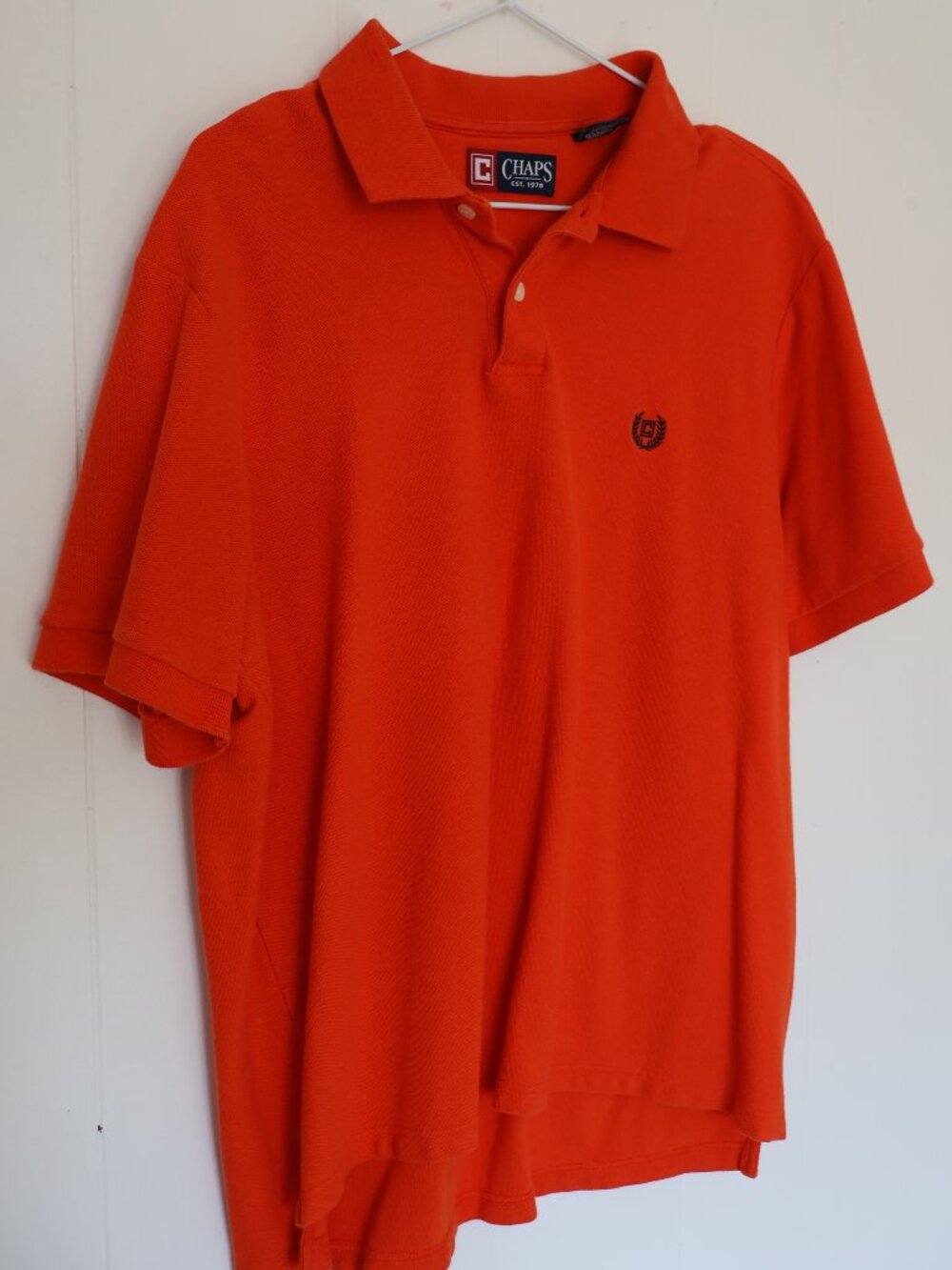 💜 2 for $25 💜 Chaps Orange Pique Cotton Polo Shirt Embroidered Crest (Men’s L) - Picture 2 of 9